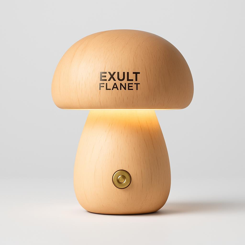 Eco-Friendly Wooden Mushroom Table Lamp