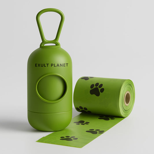 Eco-Friendly Biodegradable Dog Waste Bags - Green Paw Print Design
