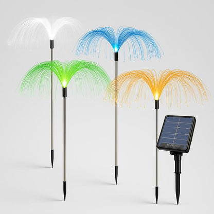 Solar-Powered Multicolor Fiber Optic Garden Lights