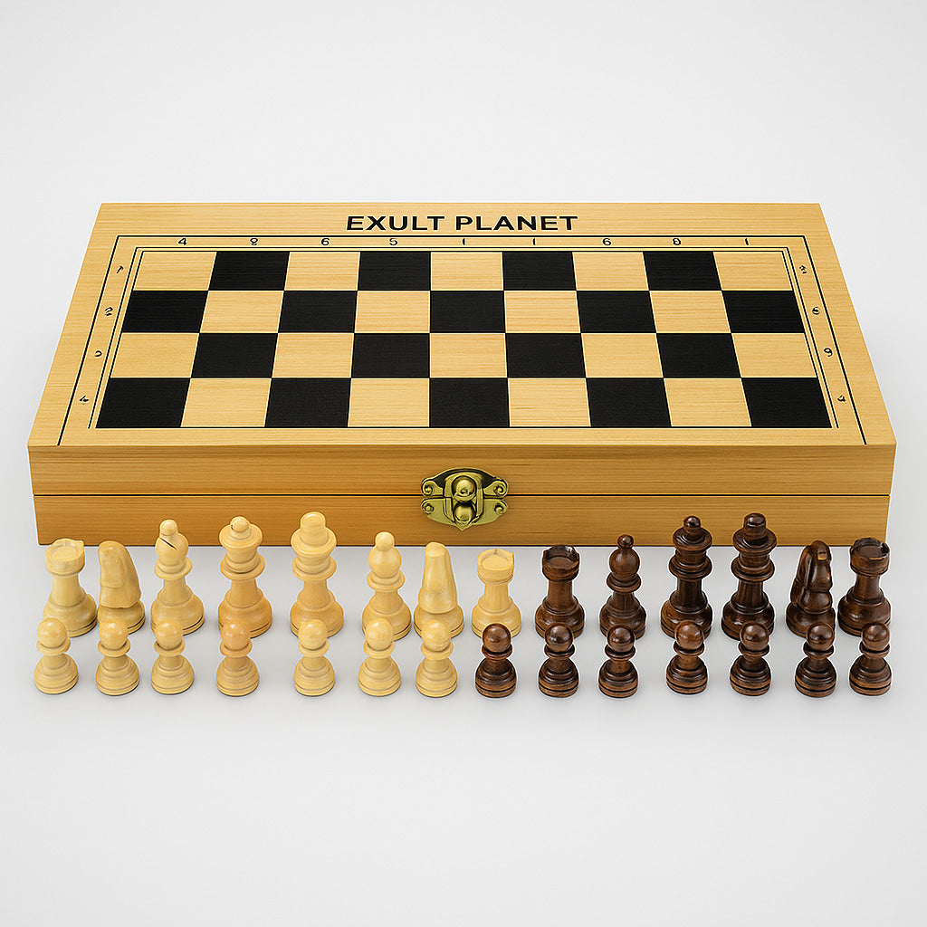 Eco-Friendly Wooden Chess Set - Sustainable Board Game for Mindful Play
