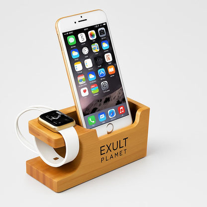 Bamboo Multi-Device Charging Station - Eco-Friendly Desk Organizer