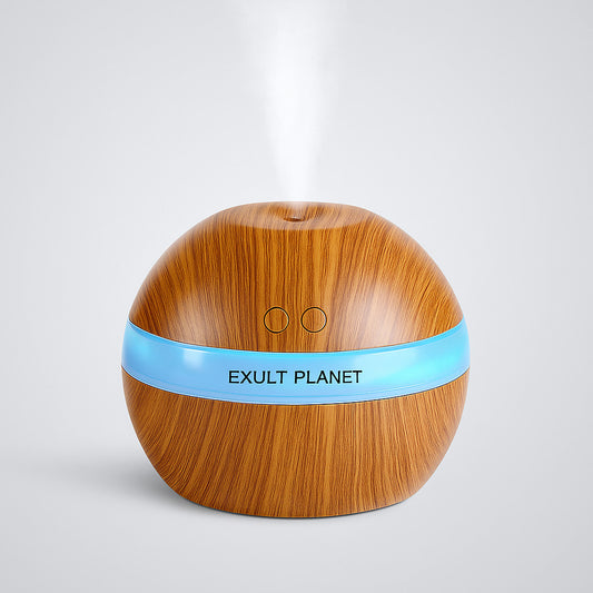 Spherical Wood Grain Essential Oil Diffuser with LED Light