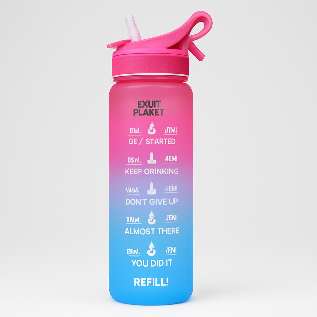 EcoBounce Hydration Bottle with Straw & Scrub Cover