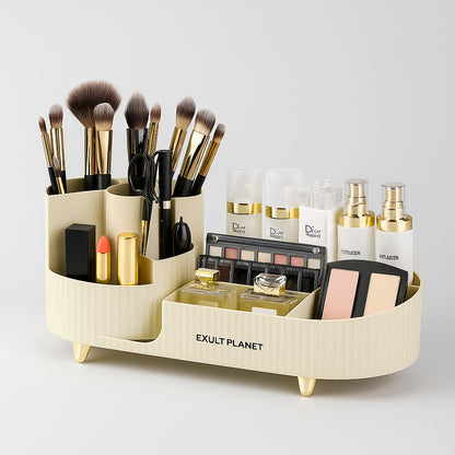 Rotating Beige Cosmetic Organizer for Beauty Essentials