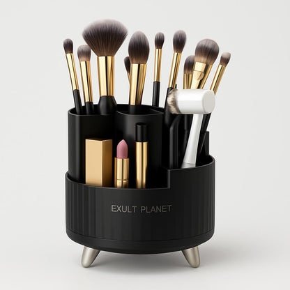 Rotating Beige Cosmetic Organizer for Effortless Beauty