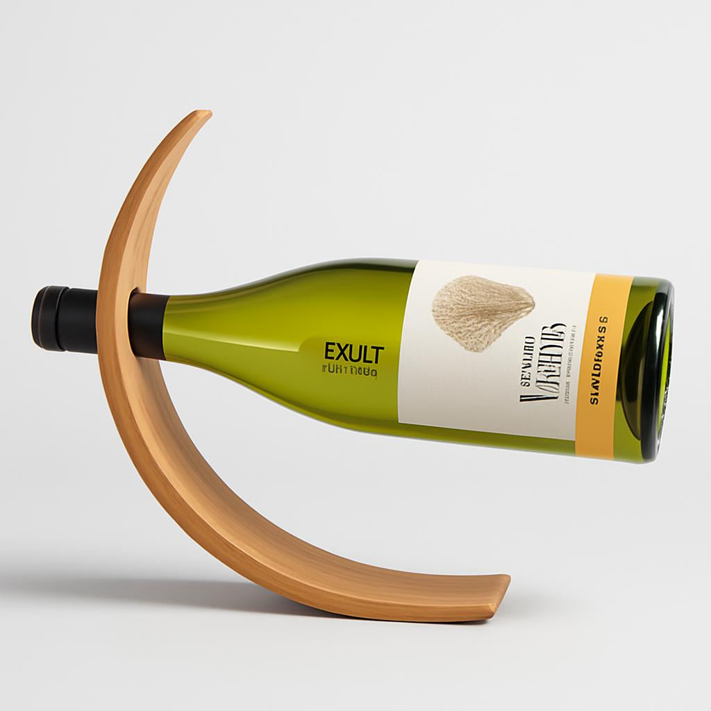 Eco-Friendly Balancing Wine Bottle Holder - Natural Wood Tone