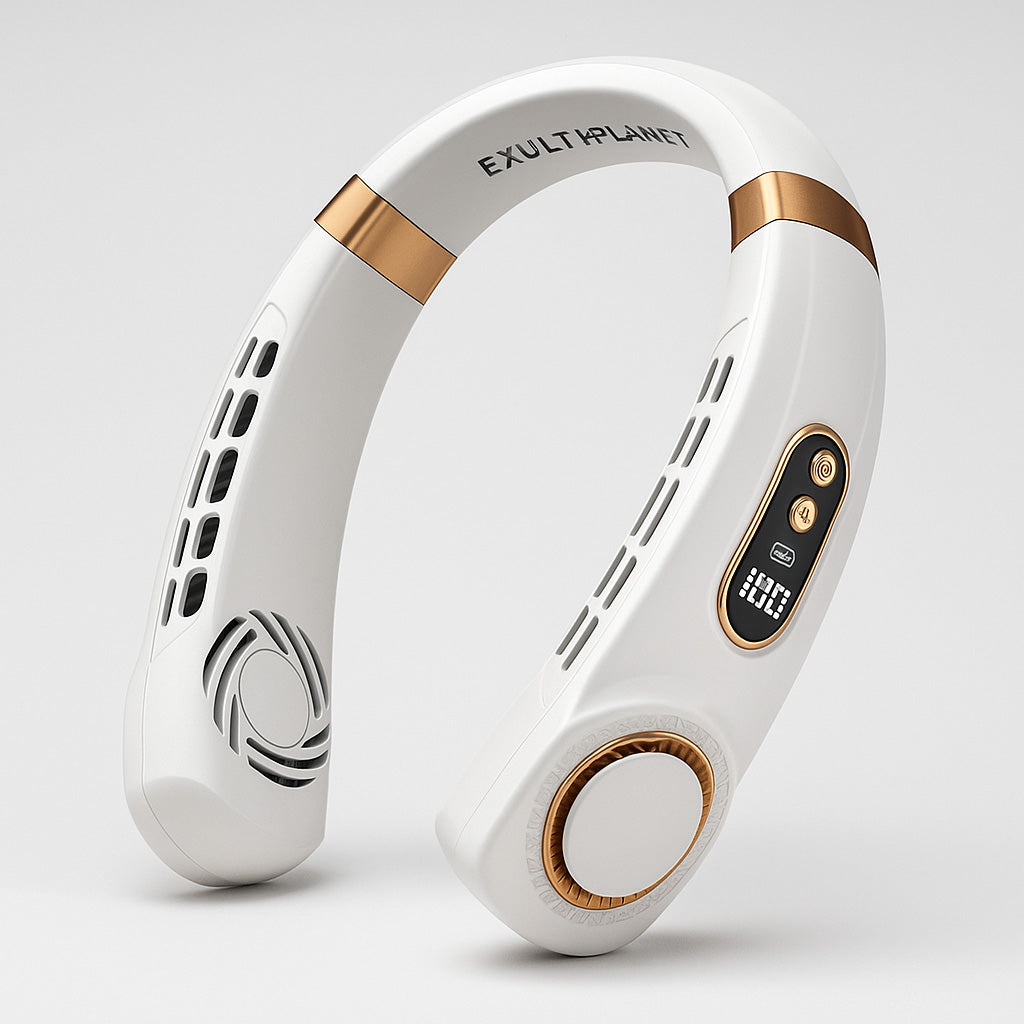 Eco-Friendly Portable Neck Fan - Hands-Free Cooling with Rechargeable Battery