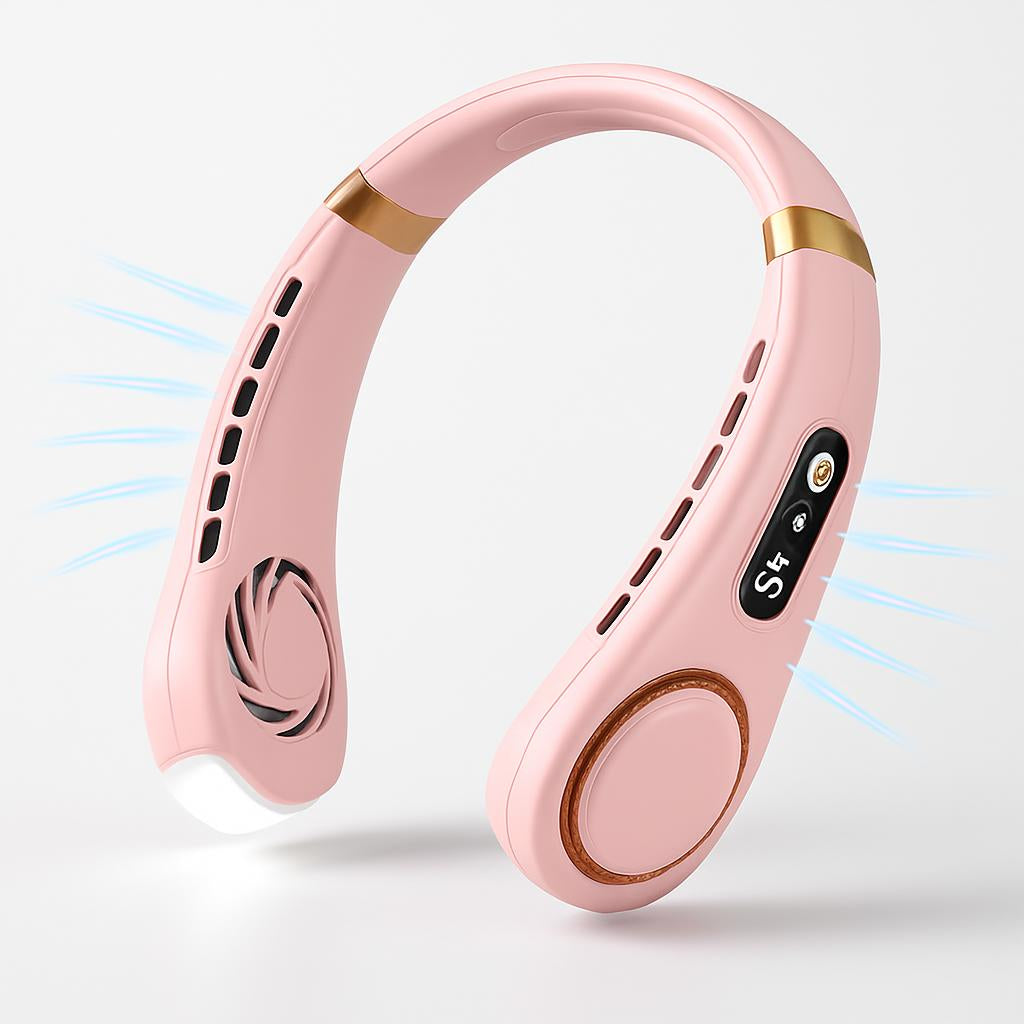 Eco-Friendly Portable Neck Fan - Hands-Free Cooling with Rechargeable Battery