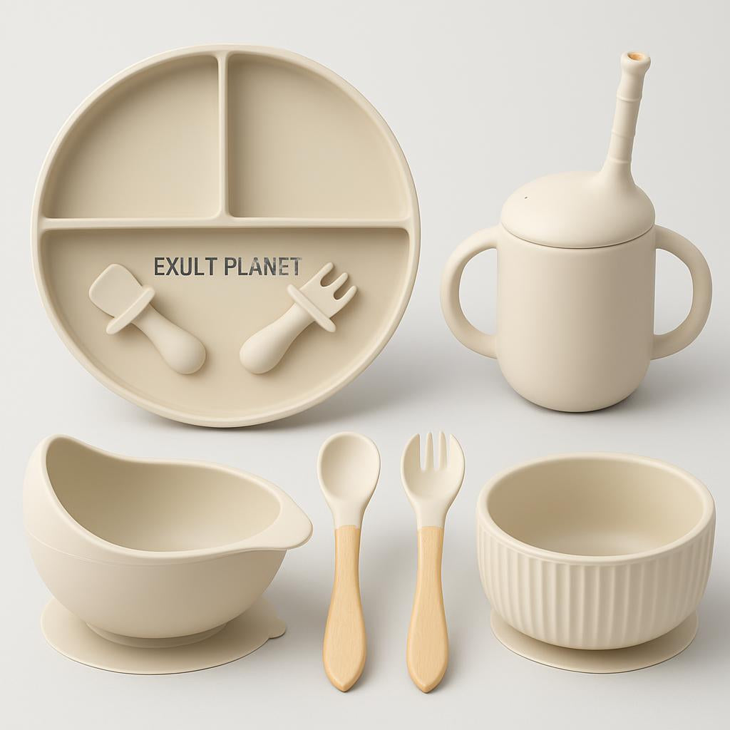 Eco-Friendly Pink Silicone Baby Feeding Plate Set
