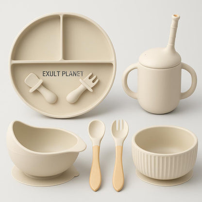 Eco-Friendly Pink Silicone Baby Feeding Plate Set
