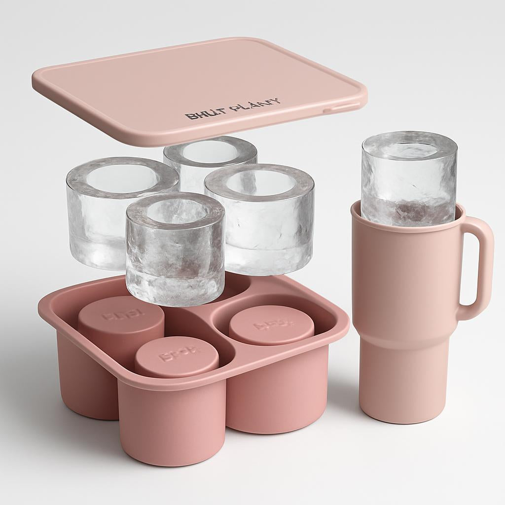 Eco-Friendly Silicone Ice Cube Tray - Triangular Shape, Green & Pink