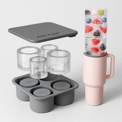 Eco-Friendly Silicone Ice Cube Tray - Triangular Shape, Green & Pink