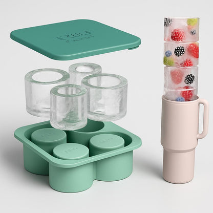 Eco-Friendly Silicone Ice Cube Tray - Triangular Shape, Green & Pink