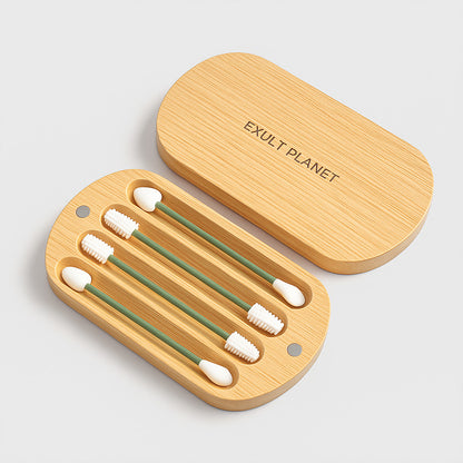 Eco-Friendly Reusable Cotton Swabs with Bamboo Case
