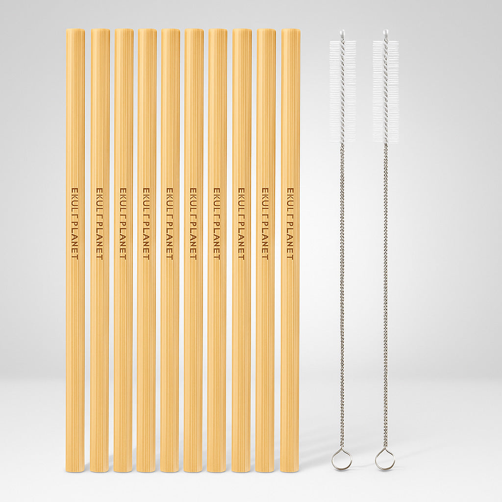 Eco-Friendly Bamboo Reusable Drinking Straws - Sustainable, Biodegradable, Plastic-Free