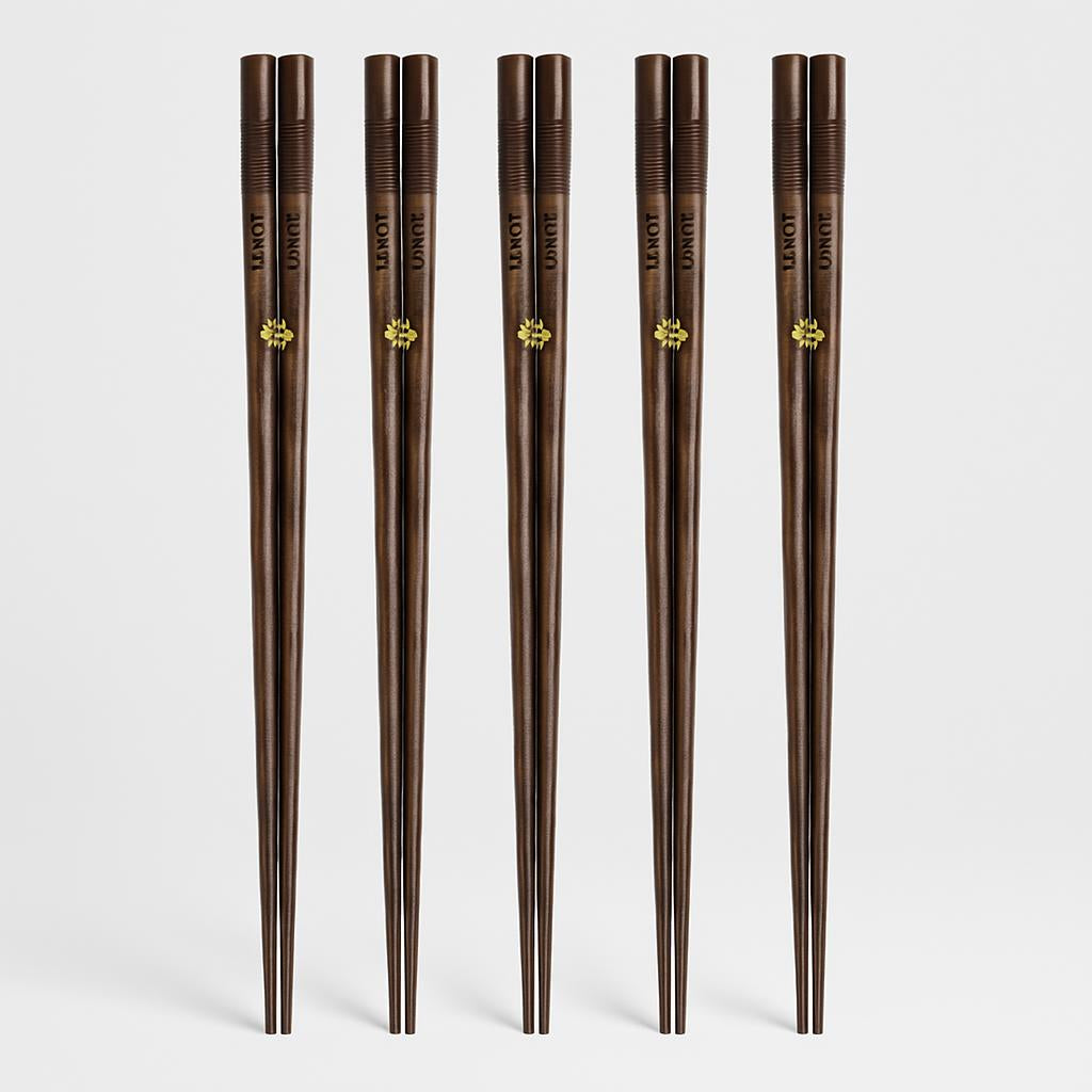 Eco-Friendly Reusable Wooden Chopsticks with Textured Grip