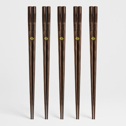 Eco-Friendly Reusable Wooden Chopsticks with Textured Grip