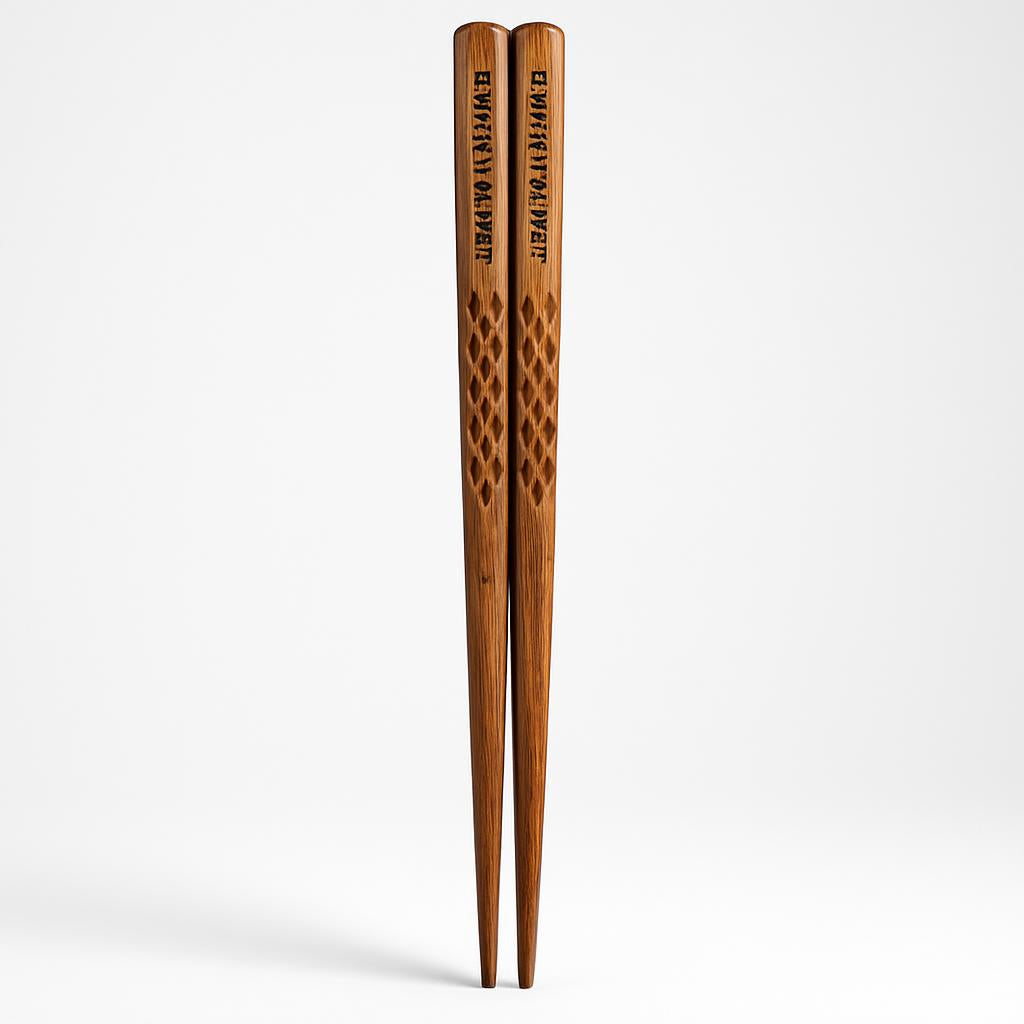 Eco-Friendly Reusable Wooden Chopsticks with Textured Grip