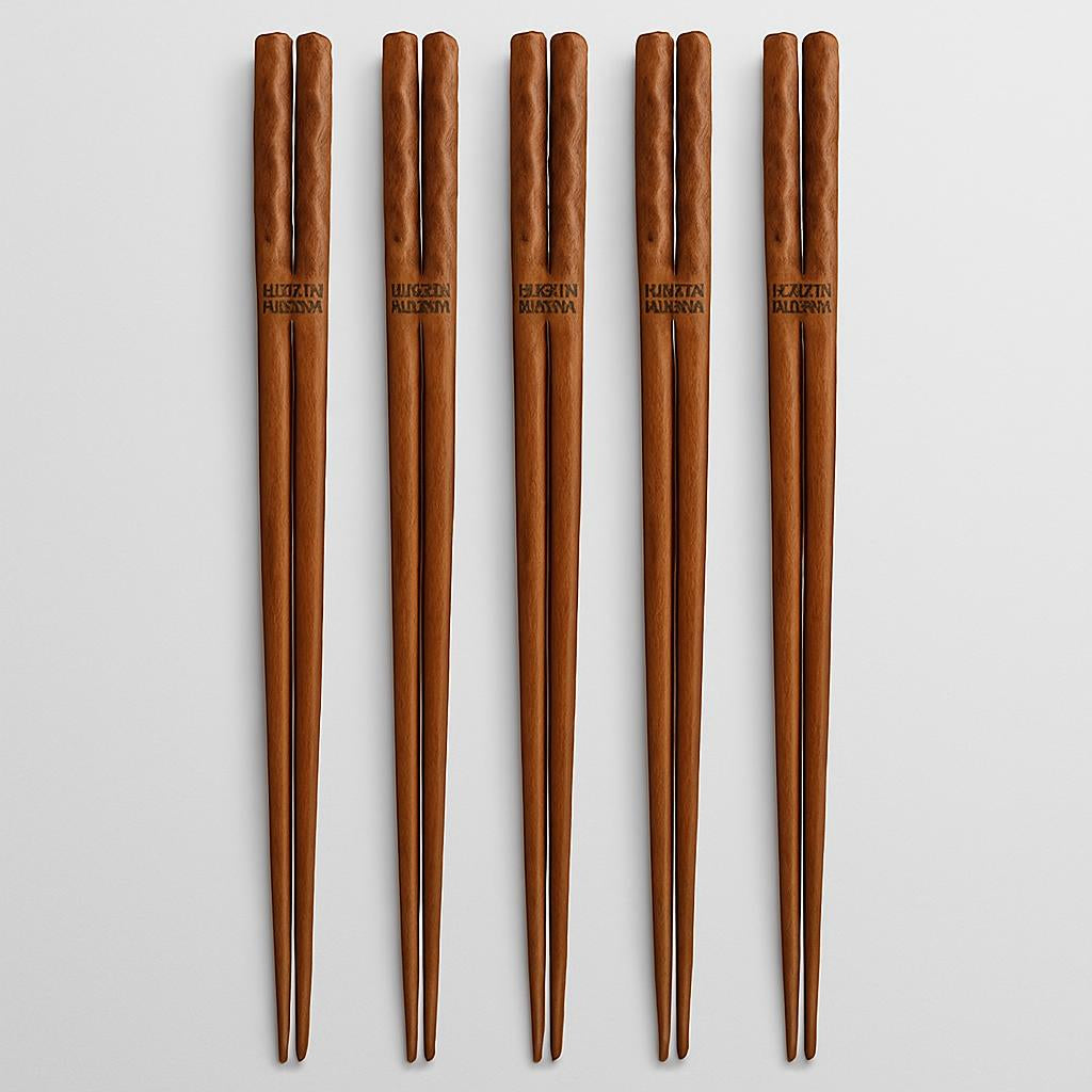 Eco-Friendly Reusable Wooden Chopsticks with Textured Grip