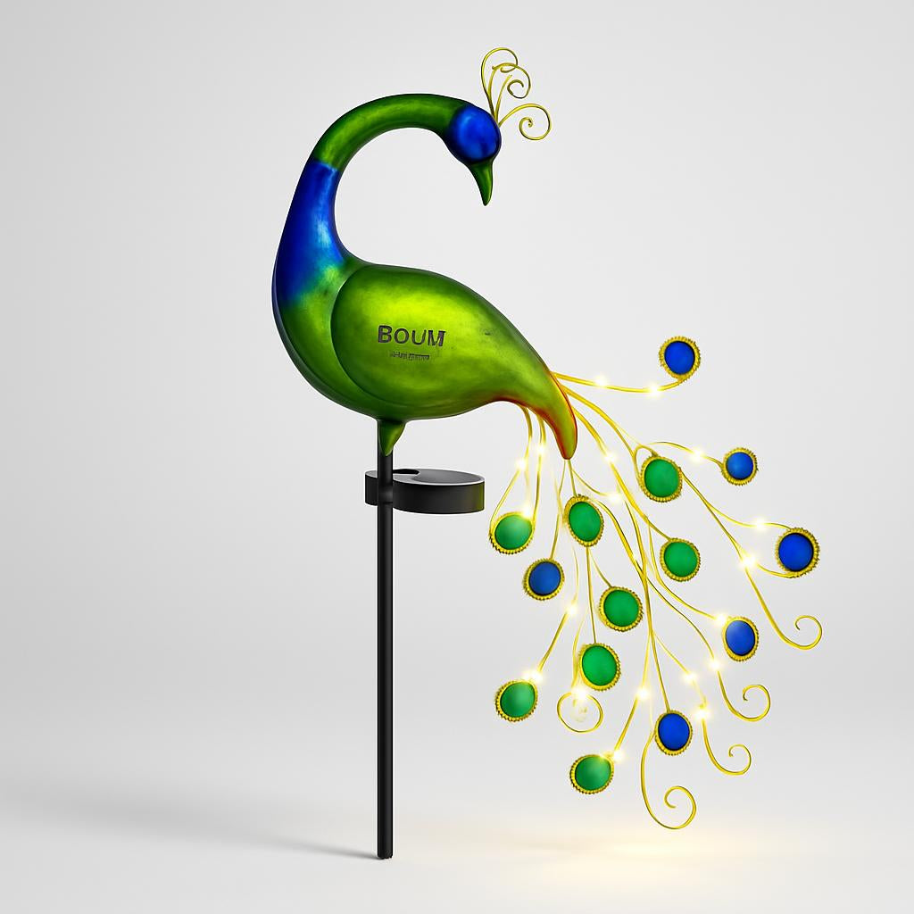 Solar-Powered Peacock Garden Light - Eco-Friendly Outdoor Décor