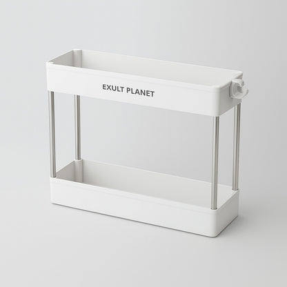 Space-Saving White Rolling Storage Cart with Metal Frame