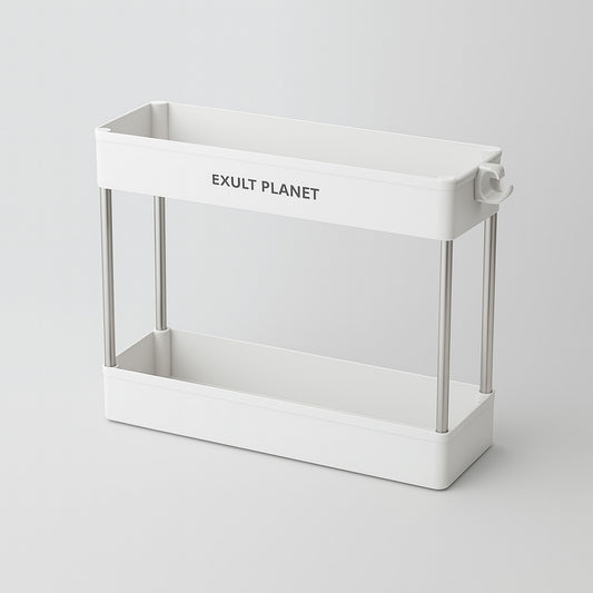 Space-Saving White Rolling Storage Cart with Metal Frame