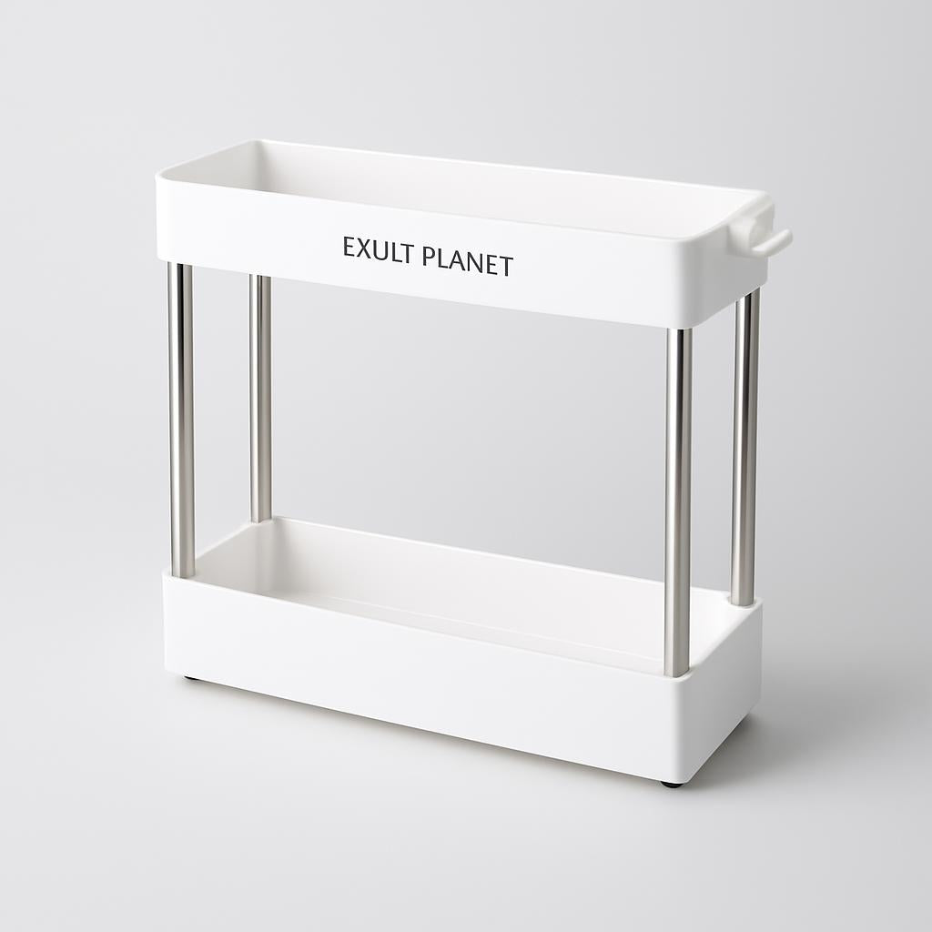 Space-Saving White Rolling Storage Cart