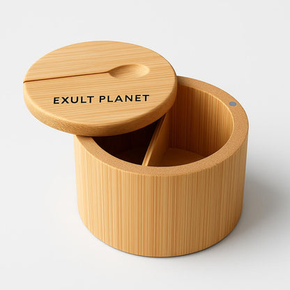Eco-Friendly Bamboo Spice Box with Dual Compartments