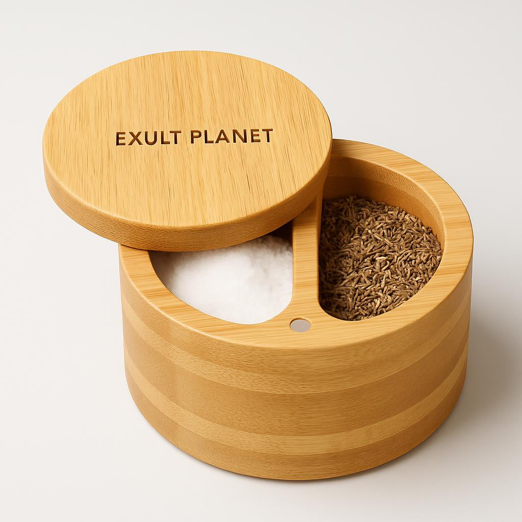 Eco-Friendly Bamboo Spice Box with Dual Compartments