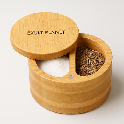 Eco-Friendly Bamboo Spice Box with Dual Compartments