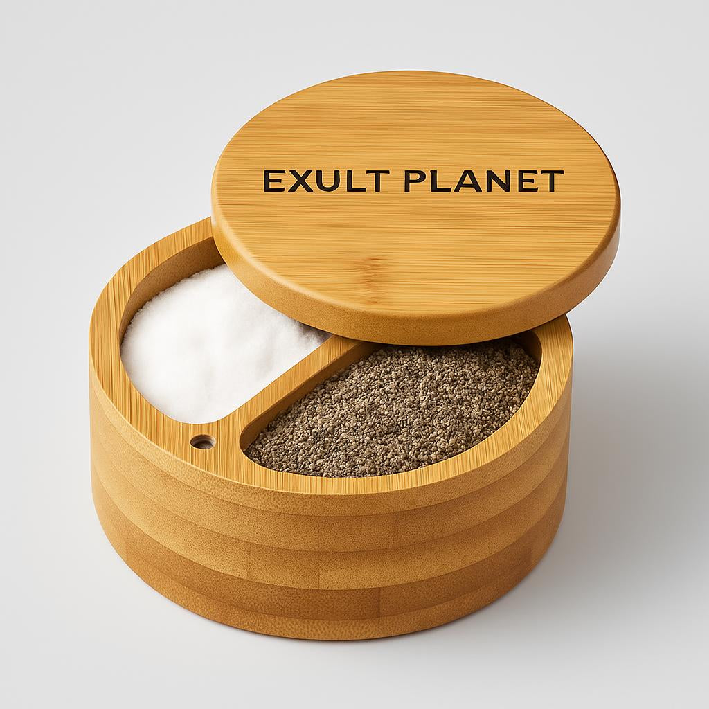 Eco-Friendly Bamboo Spice Box with Dual Compartments