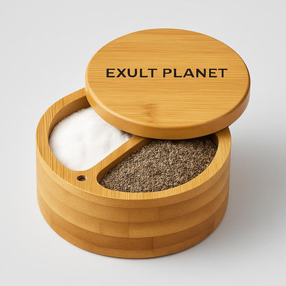 Eco-Friendly Bamboo Spice Box with Dual Compartments