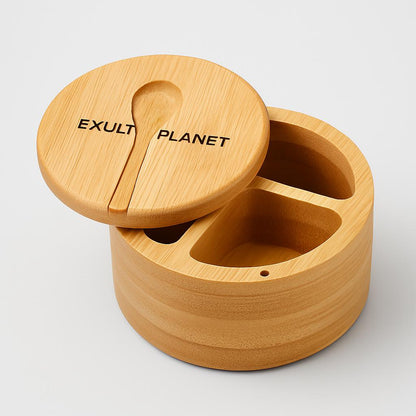 Eco-Friendly Bamboo Spice Box with Dual Compartments