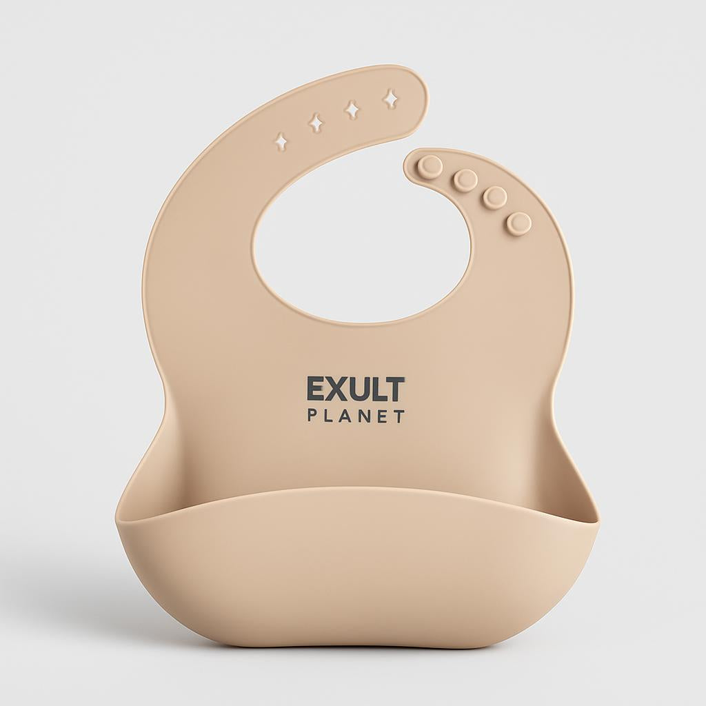 Eco-Friendly Silicone Baby Bibs with Catch Pocket