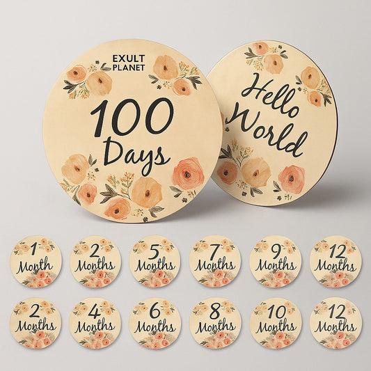 Eco-Friendly Wooden Flower Milestone Photo Prop Disc