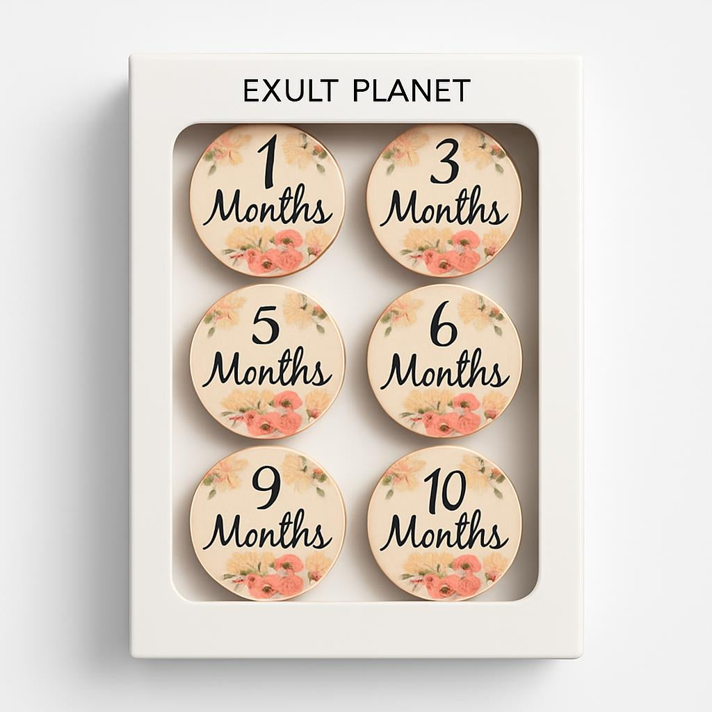 Eco-Friendly Wooden Flower Milestone Photo Prop Disc