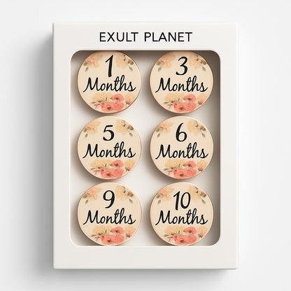 Eco-Friendly Wooden Flower Milestone Photo Prop Disc