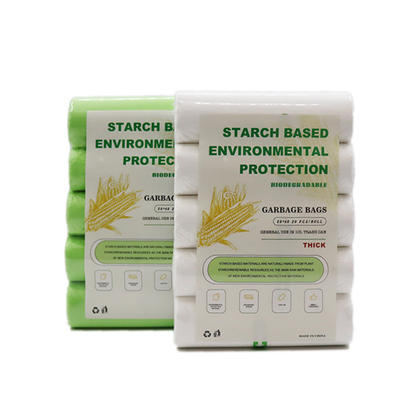 Eco-Friendly Biodegradable Garbage Bags - Starch-Based, Green & White