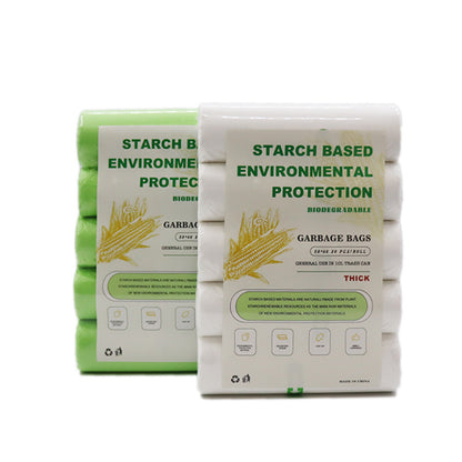 Eco-Friendly Biodegradable Garbage Bags - Starch-Based, Green & White