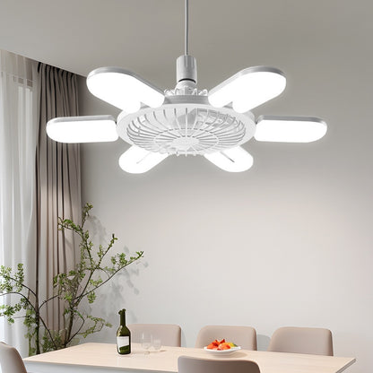 White circular ceiling fan with petal-like LED light extensions
