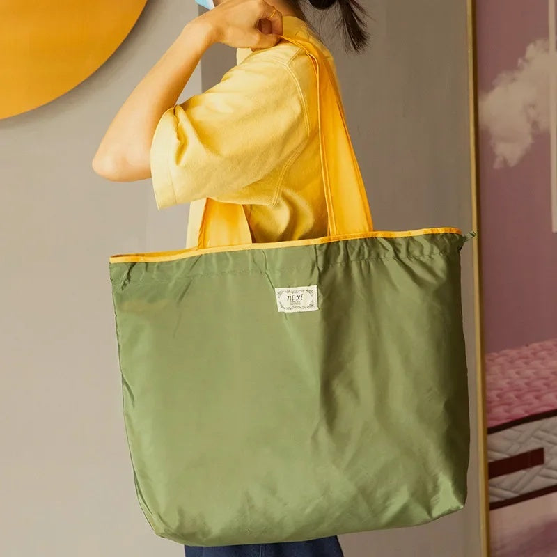 Eco-Friendly Turquoise Reusable Drawstring Tote Bag