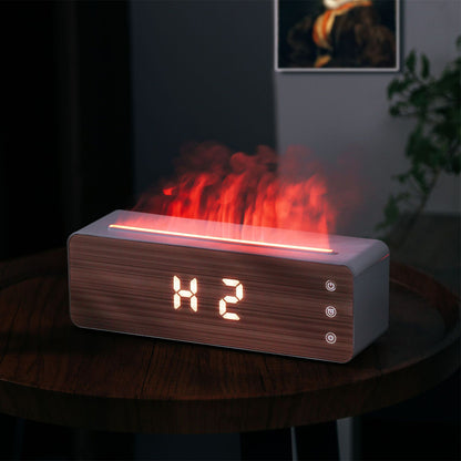 Flame Effect Aromatherapy Humidifier with Clock Display
