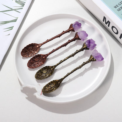 Amethyst Tooth Brass Spoon for Eco-Friendly Oral Care