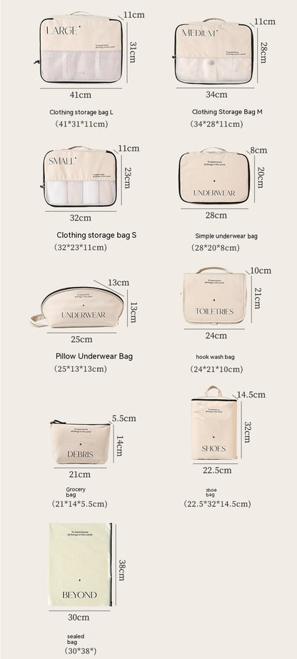 Luxury Travel Packing Organizer Set – Multi-Piece Storage Bags for Clothes, Shoes & Accessories