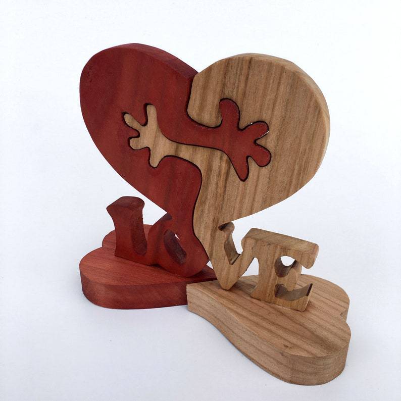 Eco-Friendly Wooden Heart Desktop Ornament