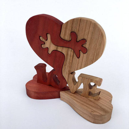 Eco-Friendly Wooden Heart Desktop Ornament