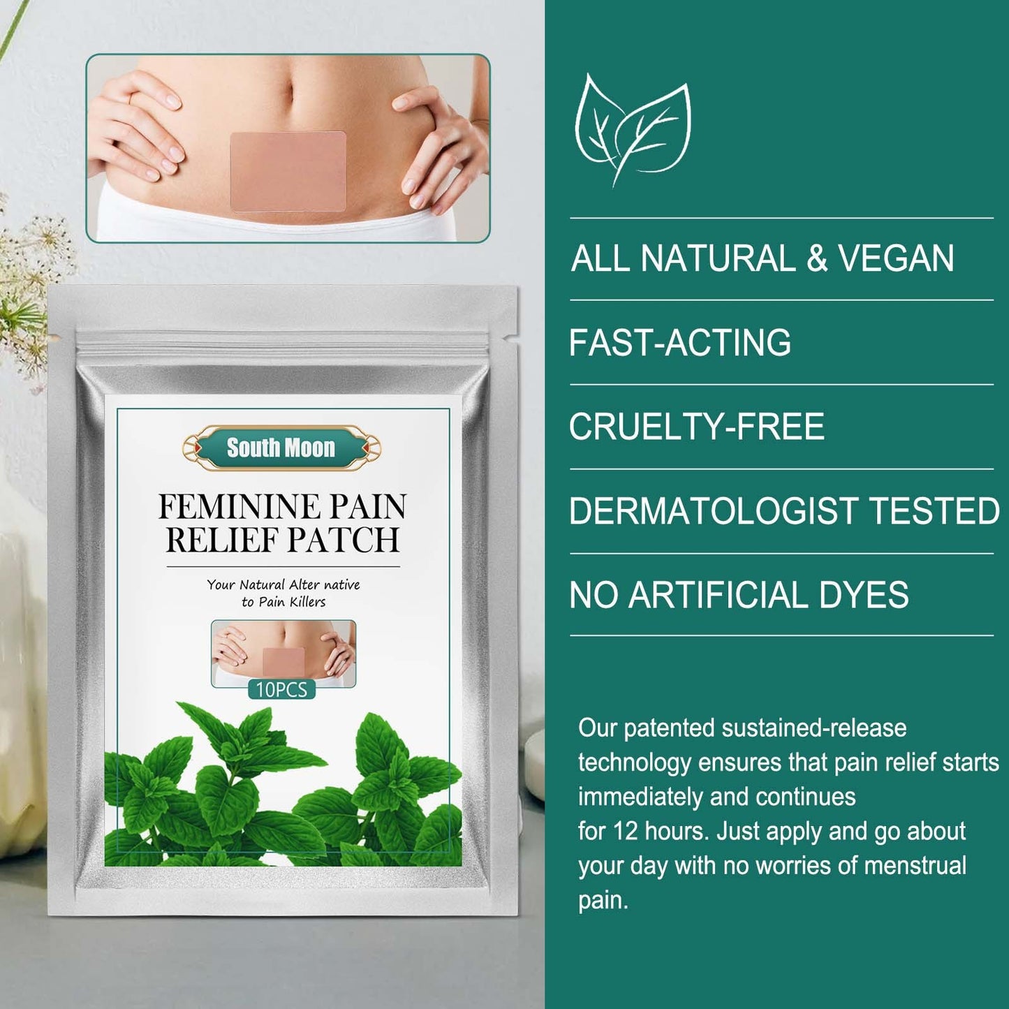 Natural Feminine Pain Relief Patch - Skin-Toned, Reusable, Eco-Friendly