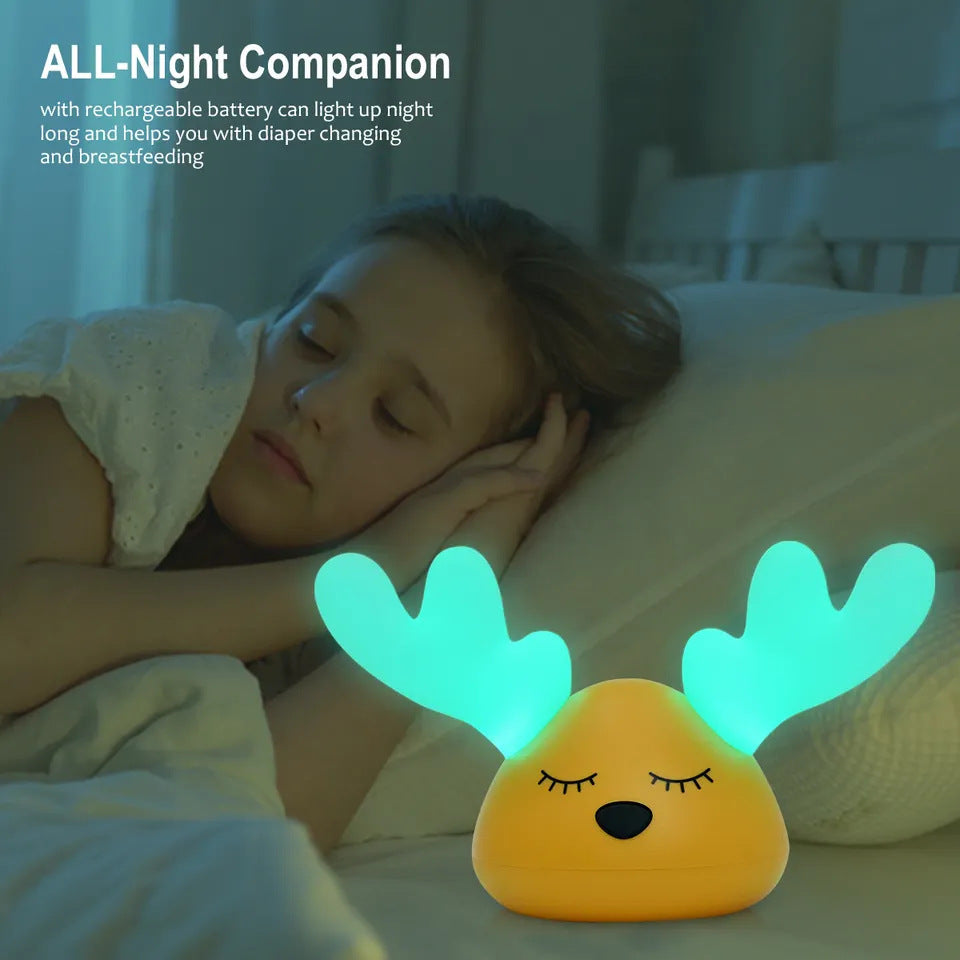 Soothing Pink Antler LED Night Light for Eco-Friendly Homes