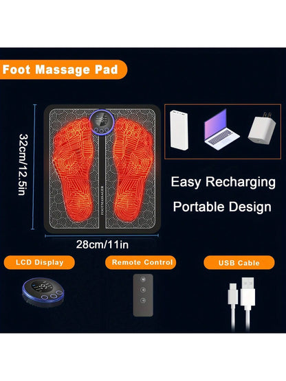 Rechargeable Electronic Foot Massager Pad for Relaxation and Wellness