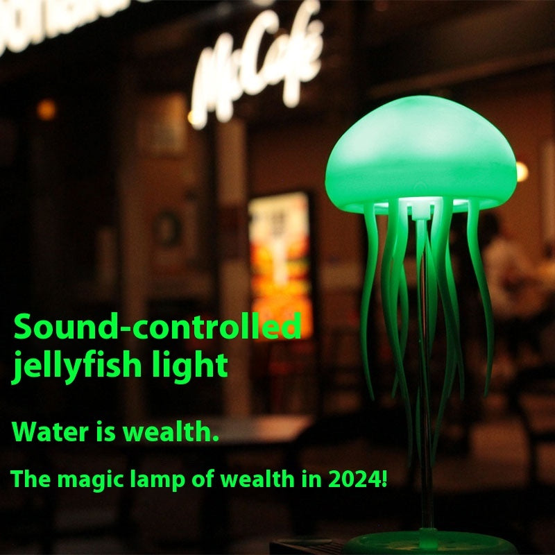 Jellyfish Mood Lamp (3.35 × 6.54 in) – LED Night Light with Voice & Touch Control, Rechargeable RGB Table Lamp